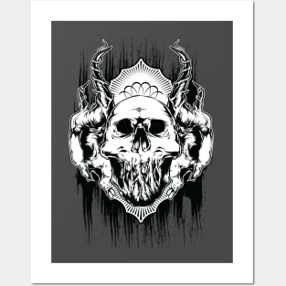 Horned Skull with Crown Halloween Graphic Posters and Art